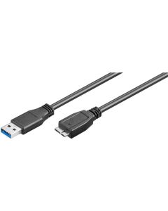 USB 3,0 SuperSpeed kabel, sort, 1 m,