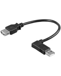 USB-A 2.0 forlængerkabel 90°, sort, 0,15m