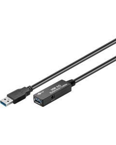 Aktiv USB 3,0 forlængerkabel, sort, 5m