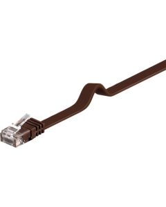 CAT 6 fladt patchkabel, U/UTP, mørk brun, 1m
