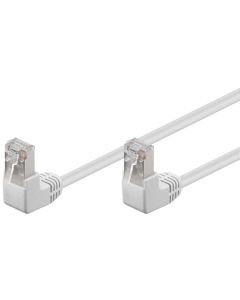 CAT 5e netværkskabel 2x 90°vinklet, F/UTP, hvid, 0,25m