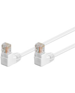 CAT 5e netværkskabel 2x 90°vinklet, U/UTP, hvid, 0,5m