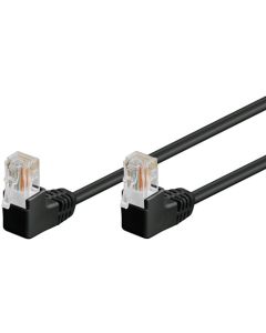 CAT 5e netværkskabel 2x 90°vinklet, U/UTP, sort, 1m