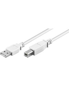 USB-A 2.0 til USB-B datakabel, hvid, 1m