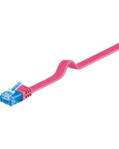CAT 6a fladt netværkskabel U/UTP, magenta, 0,5m