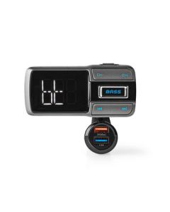 Nedis FM-sender til bilen  Bluetooth®  Basforstærkning  MicroSD-kortstik  Håndfri opkald  Stemmestyring  30 A/24 A