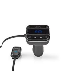 Nedis FM-transmitter til bilen  Bluetooth®  Professionel mikrofon  Støjreduktion  MicroSD-kortstik  Håndfri opkald  Stemmestyring  2 x USB