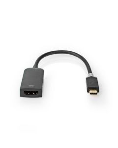Nedis USB-adapter   USB 3.2 Gen 1   USB Type-C Han   HDMI Hun   0.20 m   Runde   Guldplateret   PVC   Anthracite   Window Box med Euro lås