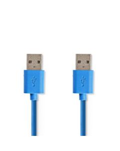 Nedis USB-kabel   USB 3.2 Gen 1   USB-A han   USB-A han   5 Gbps   Nikkelplateret   1.00 m   Runde   PVC   Blå   Plastikpose