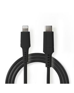 Nedis USB-kabel   Apple Lightning 8-pin   USB Type-C Han   Nikkelplateret   1.00 m   Runde   PVC   Sort   Window Box