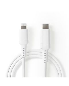 Nedis USB-kabel   Apple Lightning 8-pin   USB Type-C Han   Nikkelplateret   1.00 m   Runde   PVC   Hvid   Window Box