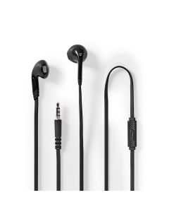 Nedis Kablede hovedtelefoner 1,20 m rundt kabel, In-Ear, Indbygget mikrofon, Sort