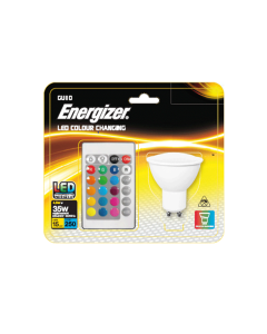 Energizer RGB LED Pære 230lm GU10 5W med fjernbetjening