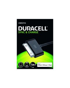 Duracell USB til 30Pin iPhone Kabel, 1 meter (Sort)