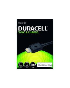 Duracell USB Lightning lade- og datakabel, Sort 1m