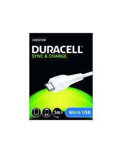 Duracell Micro USB lade- og datakabel, Hvid 1m