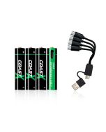 Coast AAA 1.5V USB-C genopladelige batterier 750 mAh (4 stk) - Certificeret CarbonNeutral® (CO2-neutral)