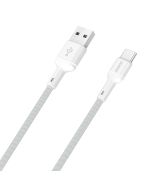 Dudao L9T USB-A 2.0 til USB-C lade- og datakabel, tekstil, hvid, 1m