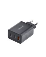 Intenso® USB Multiport GaN lader 65W (2xUSB-C/1xUSB-A) PD 3.0/QC 4.0 - Sort