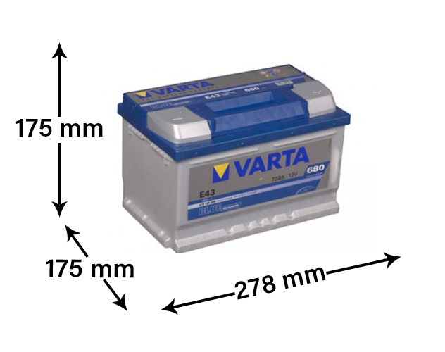 Køb VARTA E43 12V 72Ah (Bilbatteri) hos Batteribyen