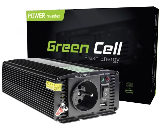 Green Cell Pro Wechselrichter Inverter 12V auf 230V 500W/1000W