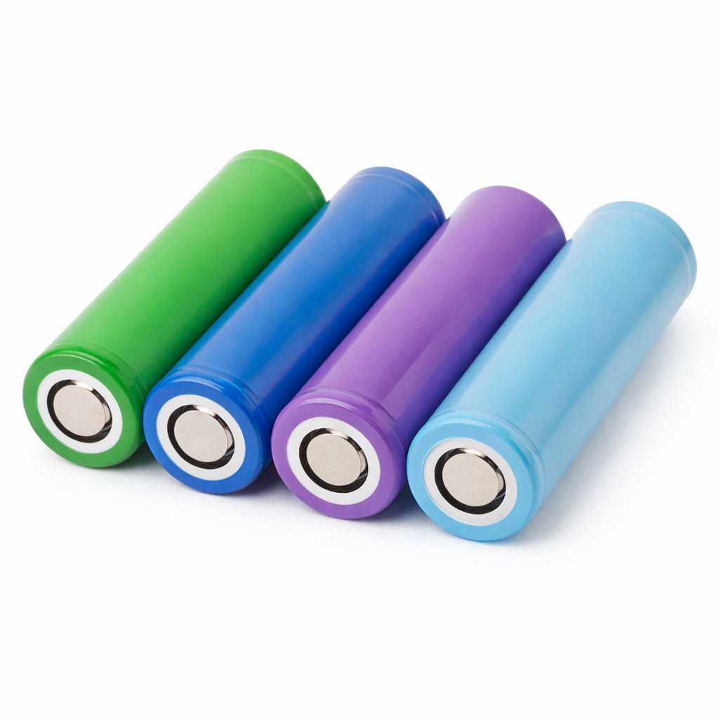 18650 lithium-ion battericeller (INR, ICR, IMR og IFR typer)